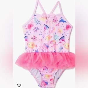 🩱 Adorable Pink Tutu Sea Creatures Swimsuit 18-24M 🌊 Baby Girl Swimwear